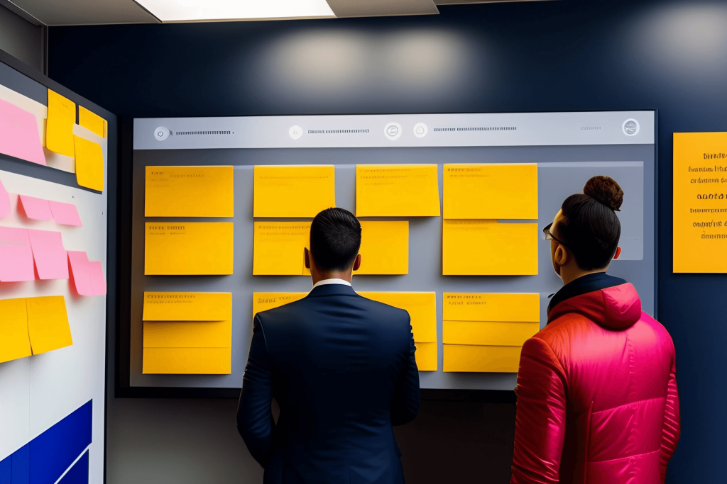 People staring at office notice board | Parkinson's Law