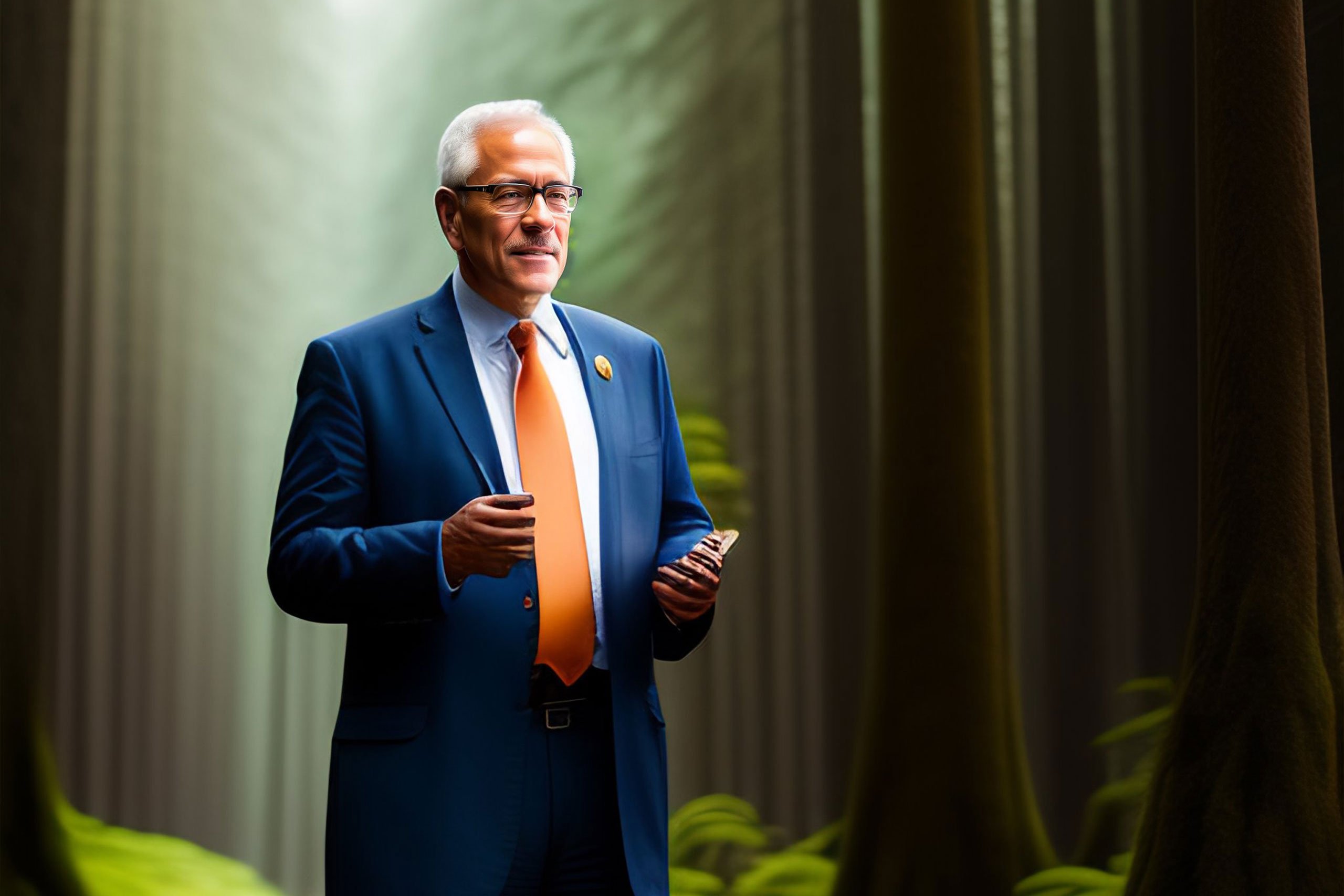 CEO in a forest saving the environment | ESG Reporting and Sustainability Leadership
