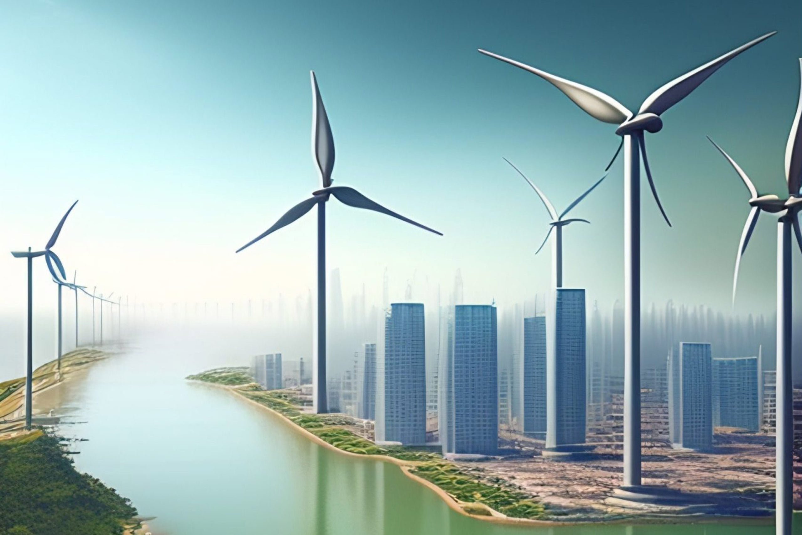 Futuristic city powered by wind energy | Sustainable development goals